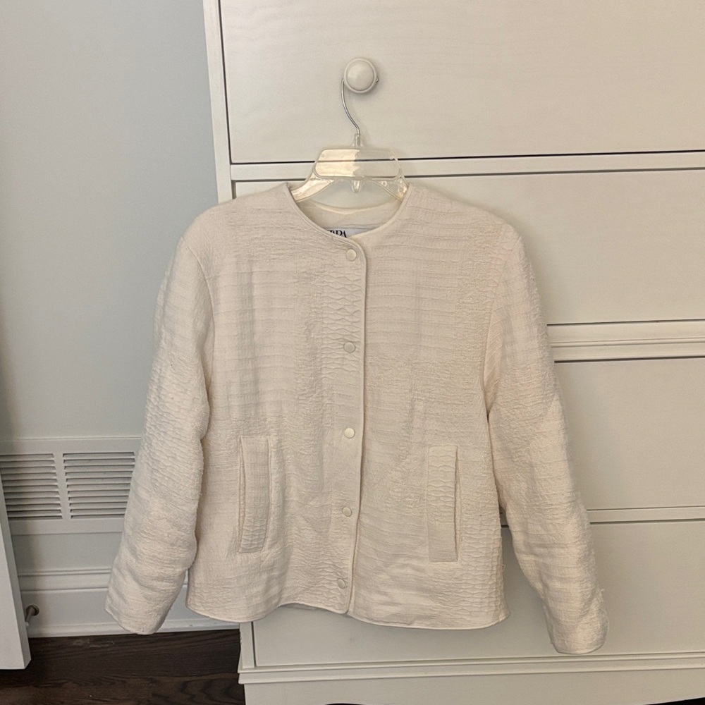 Zara Cream Textured Jacket